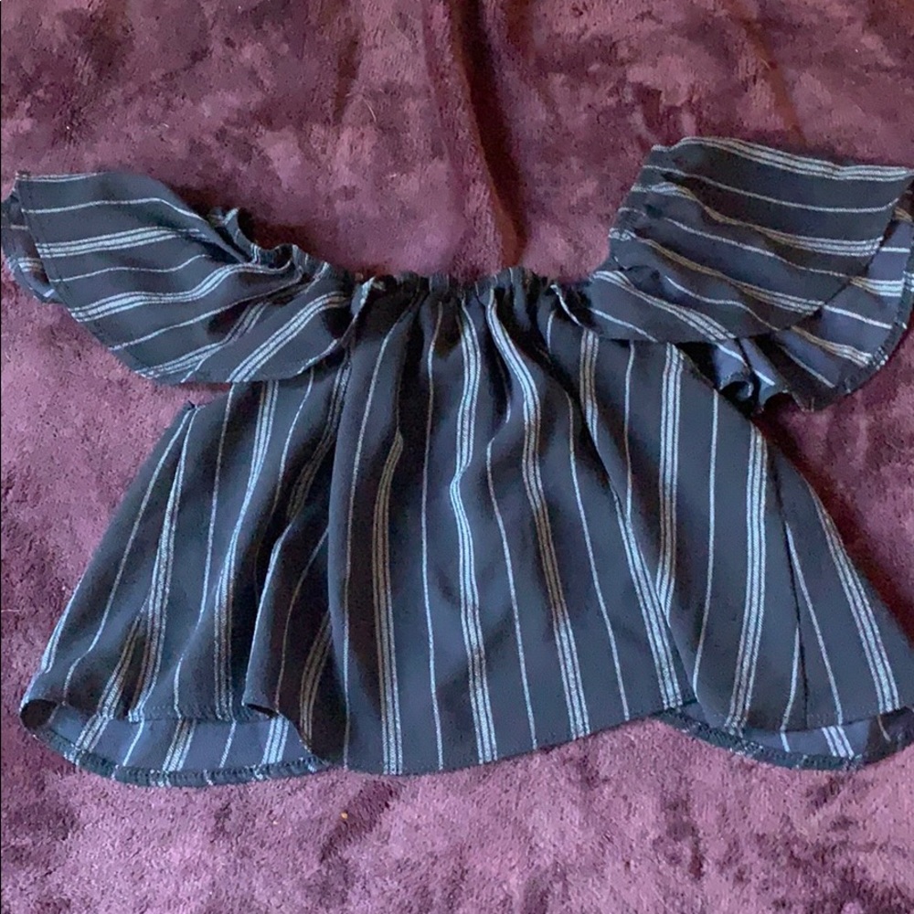Off the shoulder striped crop top